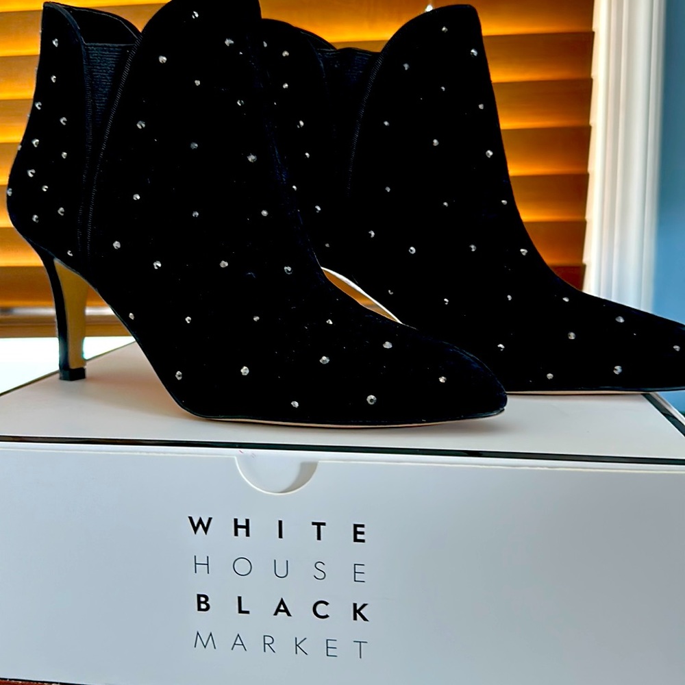 WHBM Suede studded black bootie